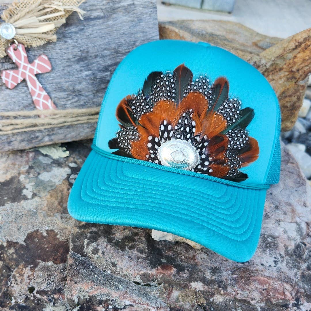 Western Feather Trucker Hat Retro Feather Crown Trucker Hat Unisex T-shirt, Sweatshirt, Hoodie, Long Sleeve Tee - T-Shirt, Sweatshirt, Hoodie