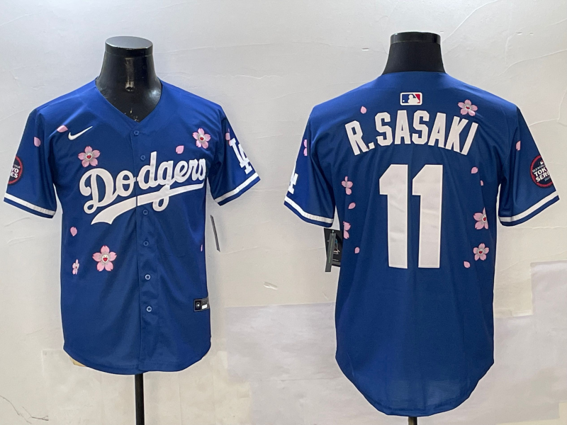 Men's Los Angeles Dodgers Roki Sasaki Royal Replica Team Jersey baseball jersey product view 1