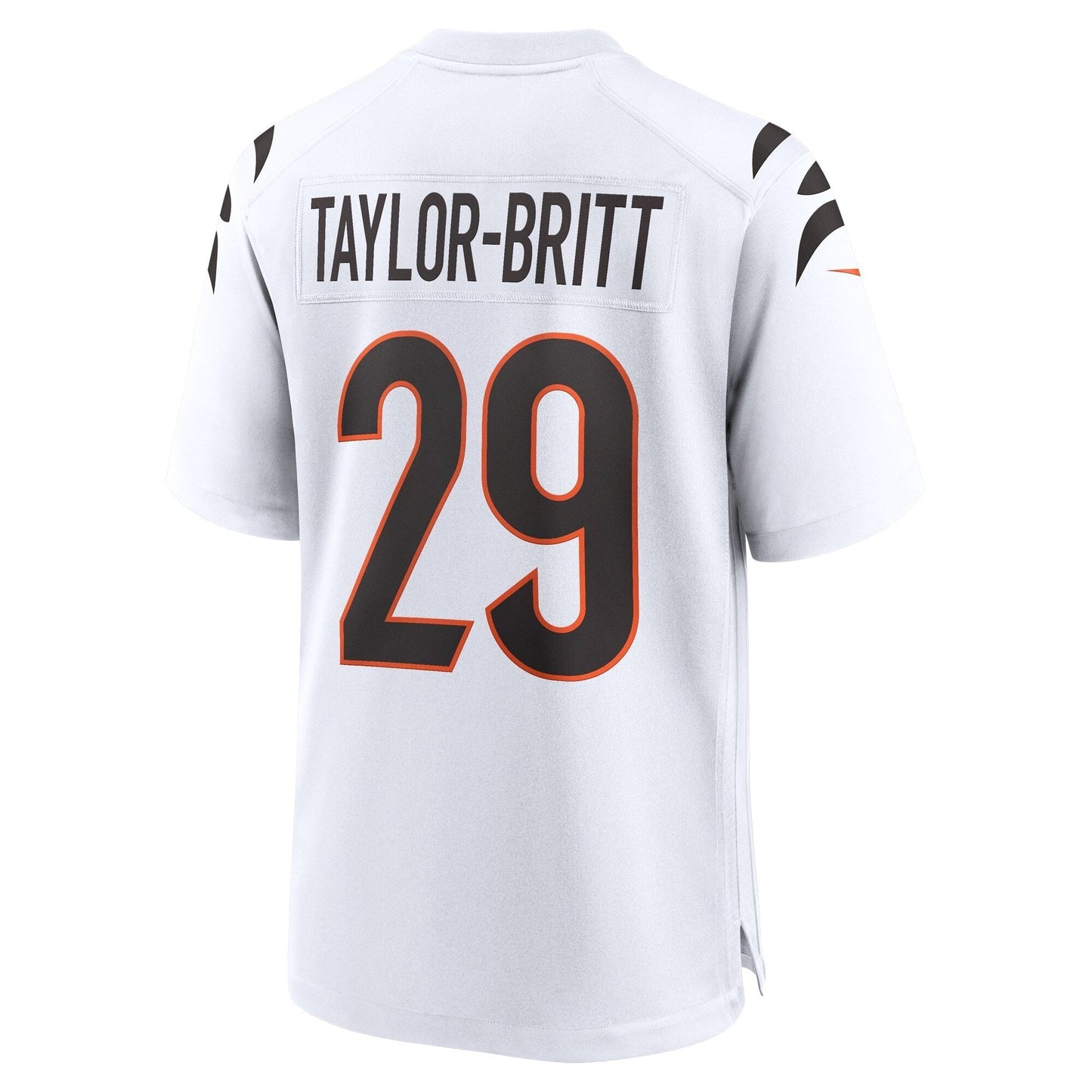 Cam Taylor-Britt Cincinnati Bengals Game Jersey - White football jersey product view 3
