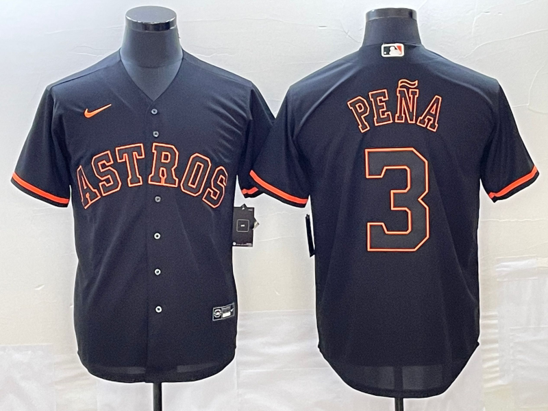 Men's Houston Astros Jeremy Pena #3 Black Authentic Game Jersey baseball jersey product view 1