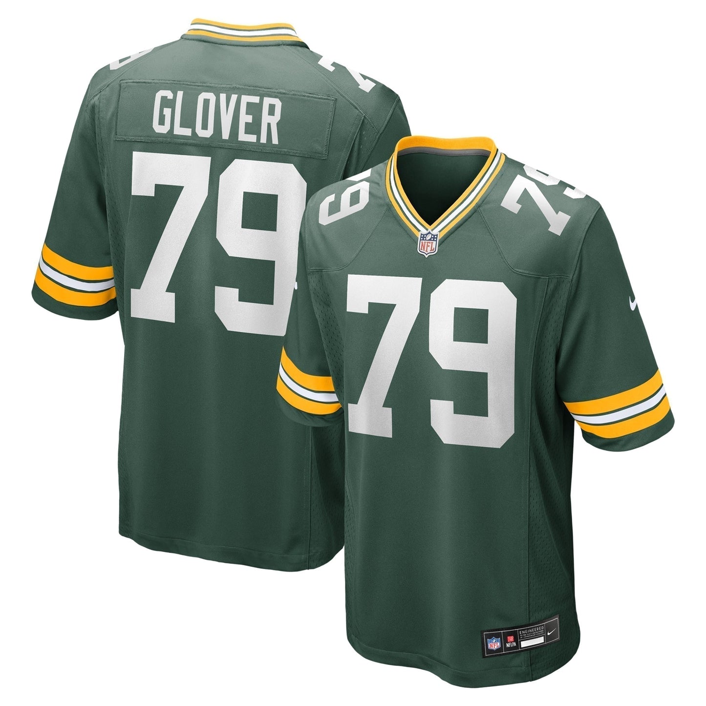 Travis Glover Green Bay Packers Game Jersey - Green football jersey product view 1
