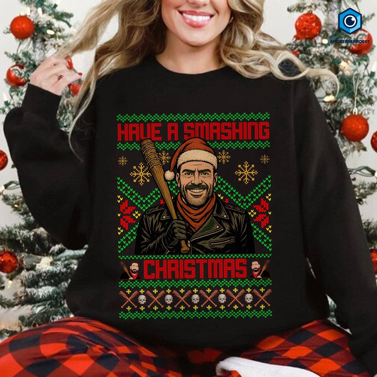 Negan Smashing Christmas Tee Shirt Unisex T-shirt, Sweatshirt, Hoodie, Long Sleeve Tee - T-Shirt, Sweatshirt, Hoodie