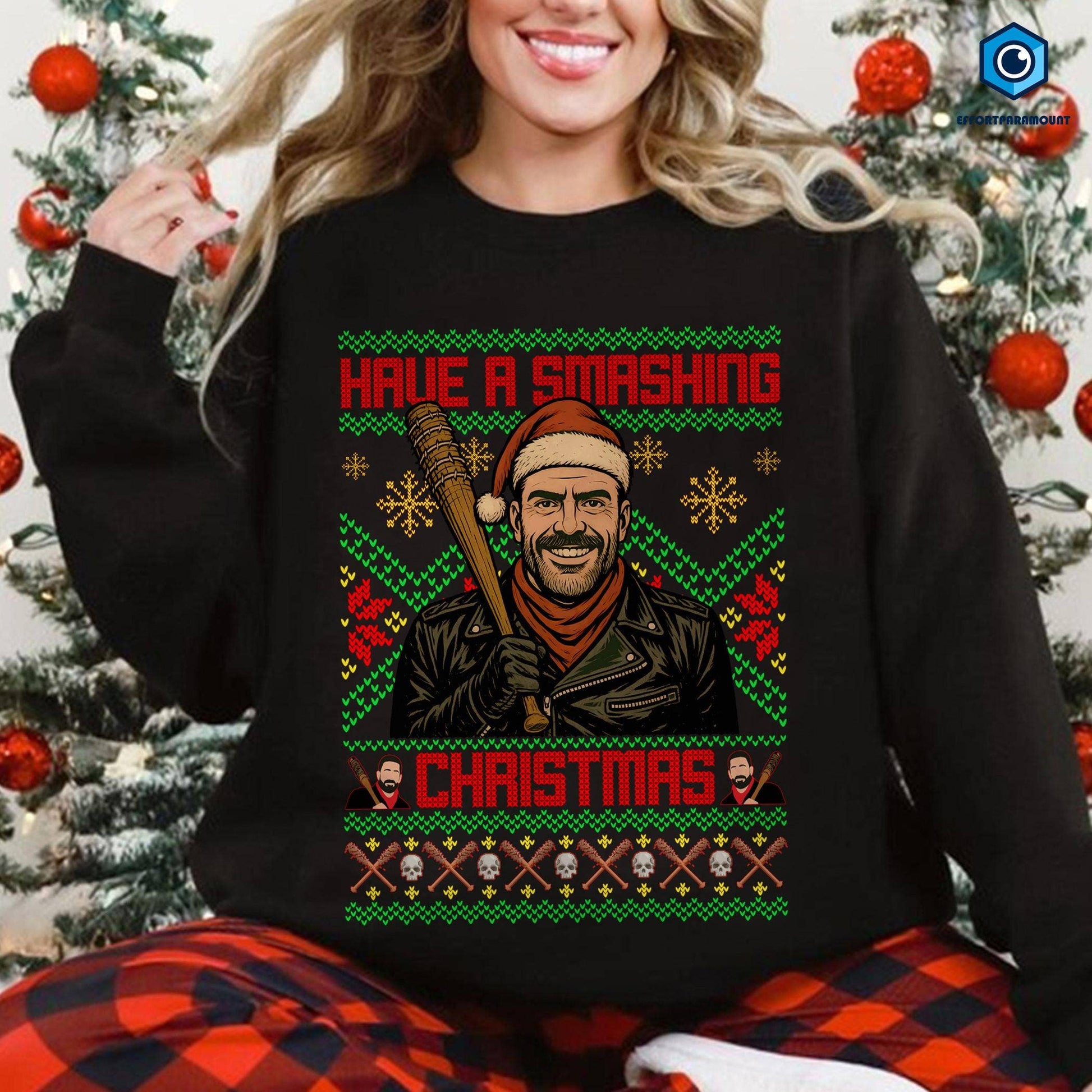Negan Smashing Christmas Tee Shirt Unisex T-shirt, Sweatshirt, Hoodie, Long Sleeve Tee - T-Shirt, Sweatshirt, Hoodie
