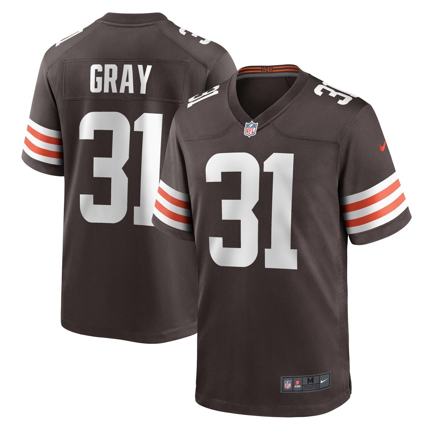 Vincent Gray Cleveland Browns Team Game Jersey - Brown football jersey product view 1