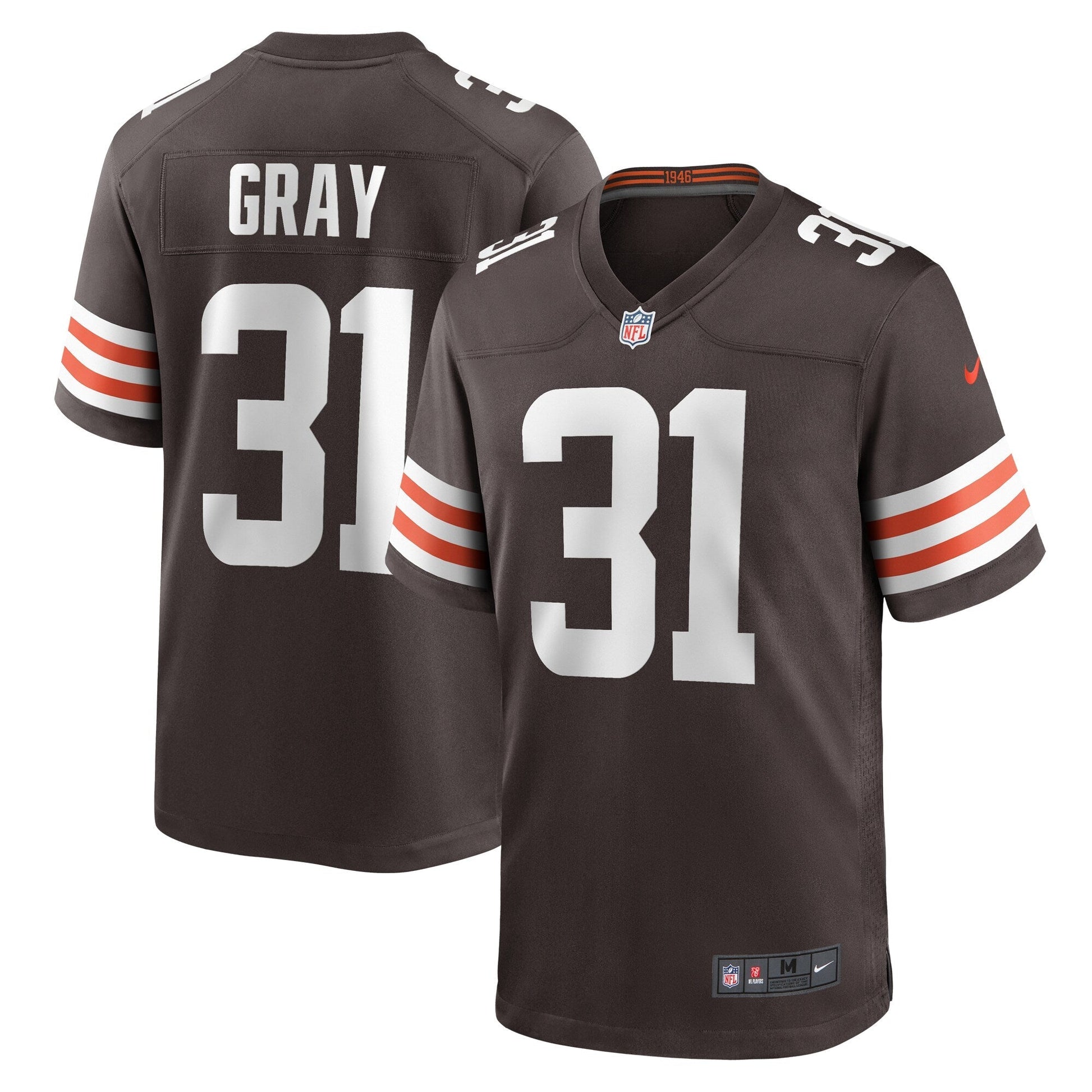 Vincent Gray Cleveland Browns Team Game Jersey - Brown football jersey product view 1