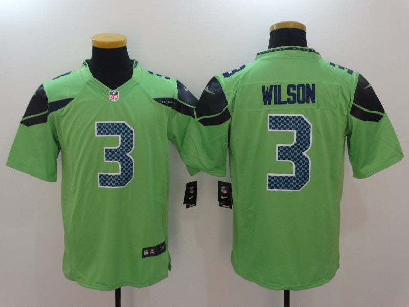 Men's Seattle Seahawks #3 Russell Wilson Green Game Jersey football jersey product view 1