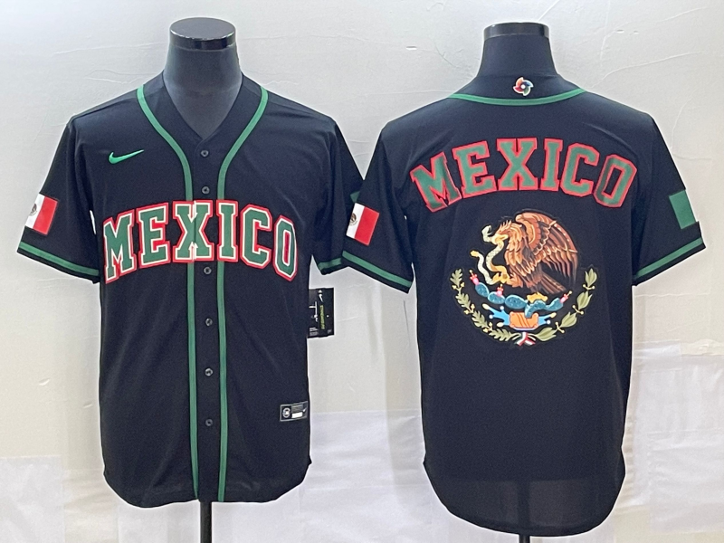 Men's 2023 World Baseball Classic Mexico Black Replica Baseball Jersey baseball jersey product view 1