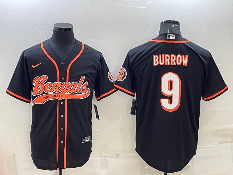 Men's Cincinnati Bengals Joe Burrow #9 Black Fashion Game Jersey1 football jersey product view 1