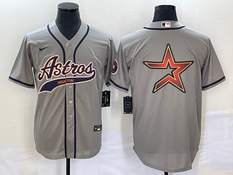 Men's Houston Astros Gray Replica Authentic Jersey Joint Edition baseball jersey product view 1