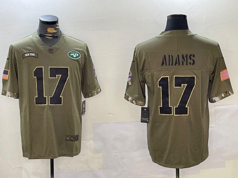 Men's New York Jets Davante Adams Olive Salute To Service Game Jersey football jersey product view 1