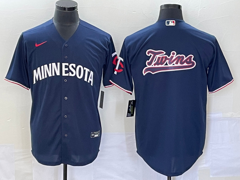 Men's Minnesota Twins Navy Alternate Replica Team Logo Jersey baseball jersey product view 1