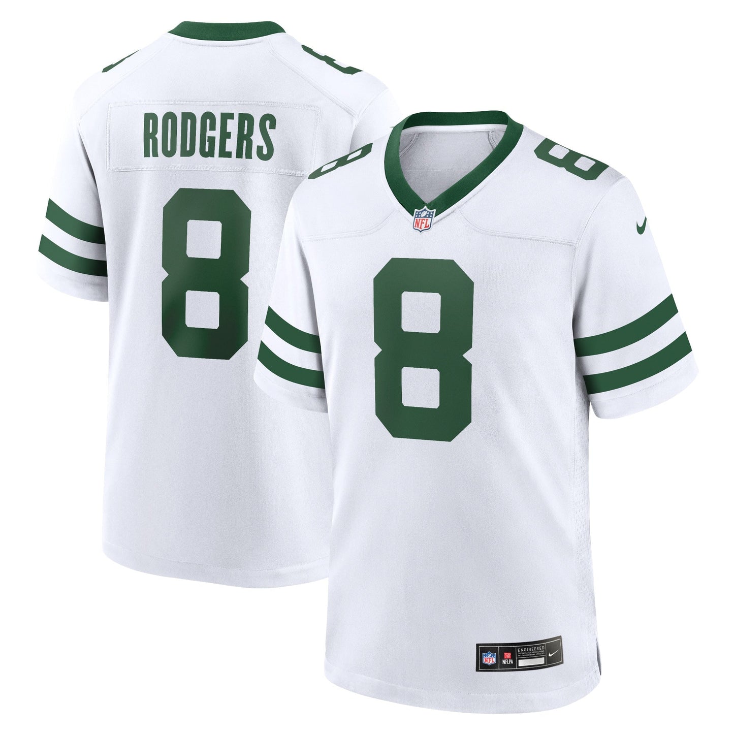 Aaron Rodgers New York Jets Game Jersey - Legacy White football jersey product view 1