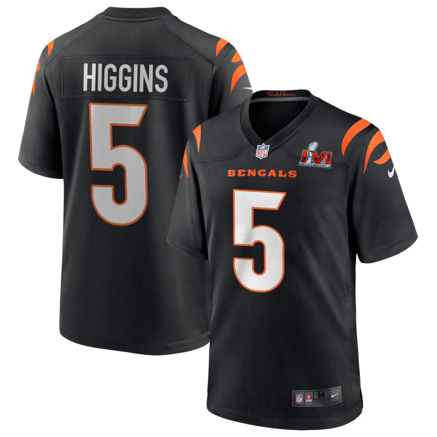 Tee Higgins Cincinnati Bengals Super Bowl LVI Game Jersey - Black football jersey product view 1