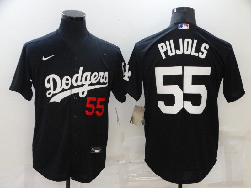 Men's Los Angeles Dodgers Albert Pujols Black Replica Player Jersey baseball jersey product view 1
