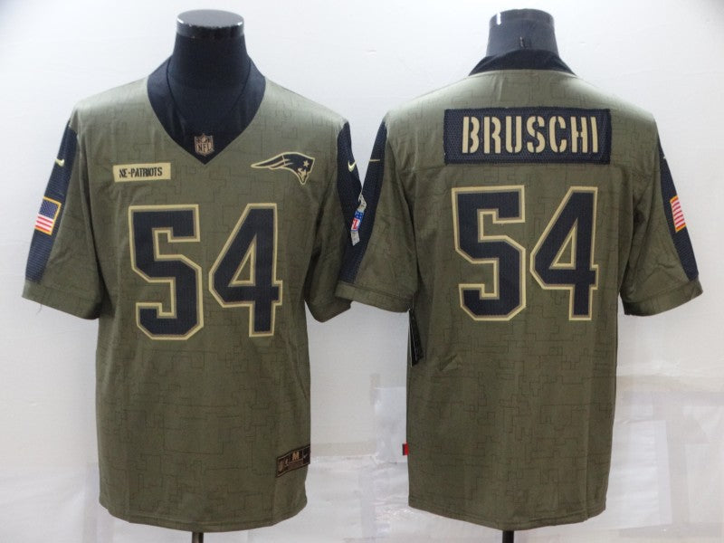 Men's New England Patriots Tedy Bruschi Brown Game Jersey football jersey product view 1