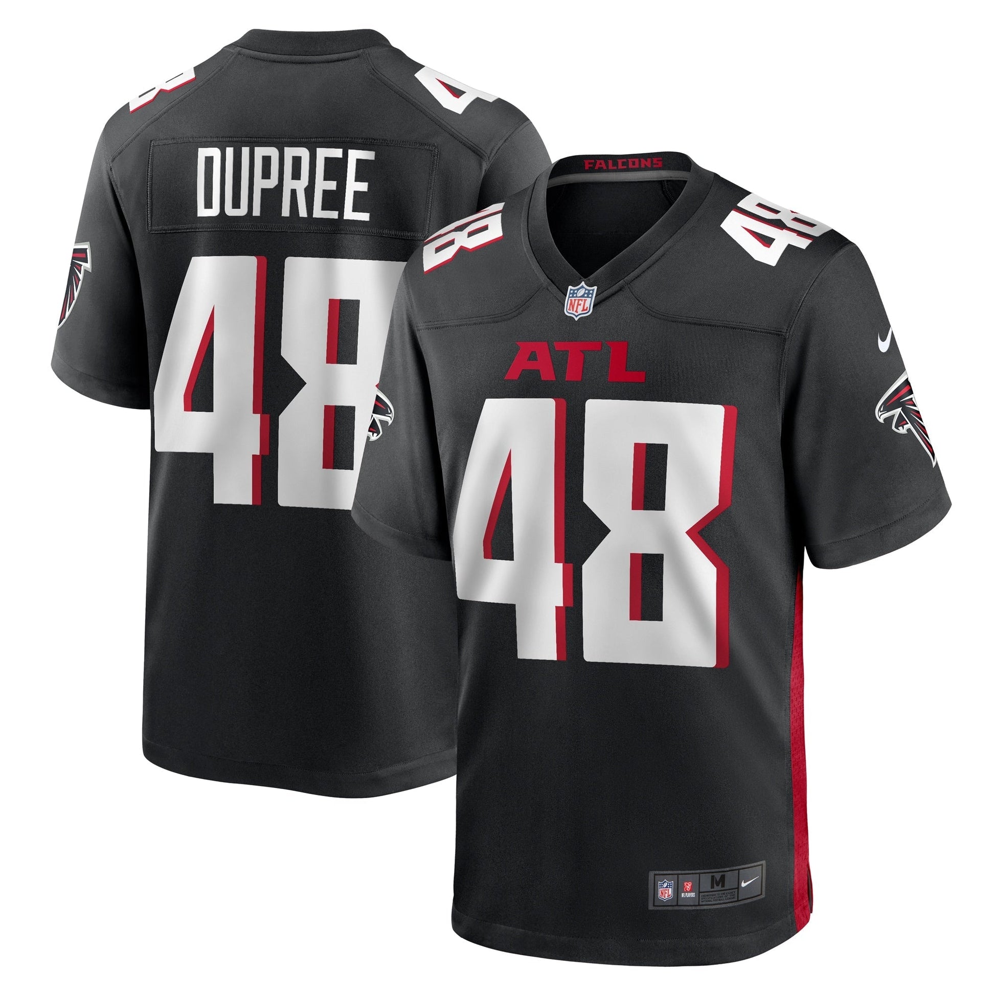 Bud Dupree Atlanta Falcons Game Jersey - Black football jersey product view 1