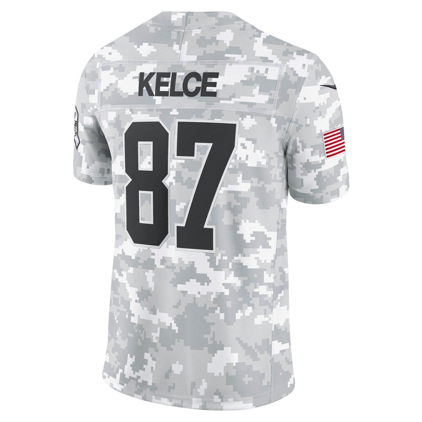 Travis Kelce Kansas City Chiefs 2024 Salute to Service Limited Jersey - Arctic Camo football jersey product view 3