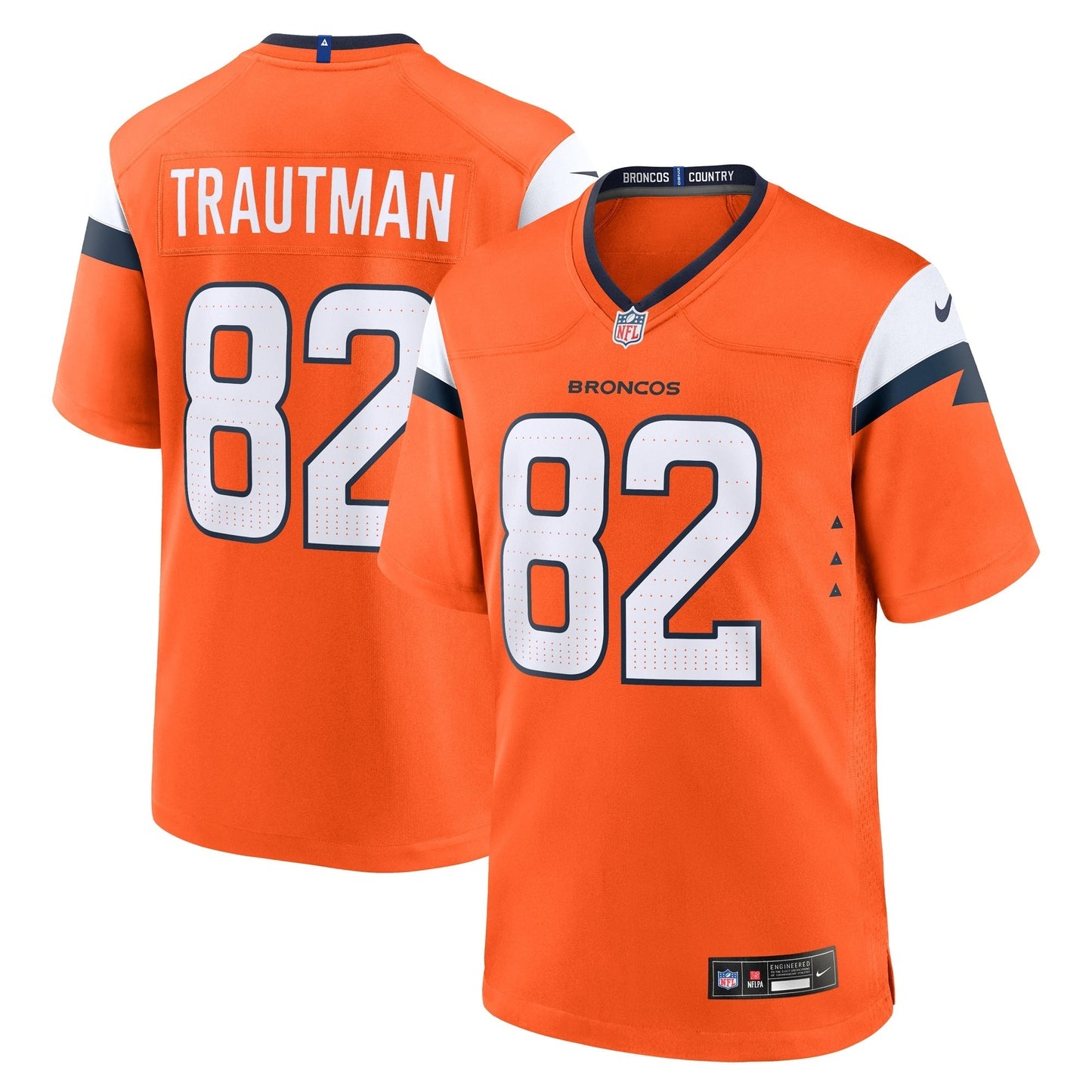 Adam Trautman Denver Broncos Team Game Jersey - Orange football jersey product view 1