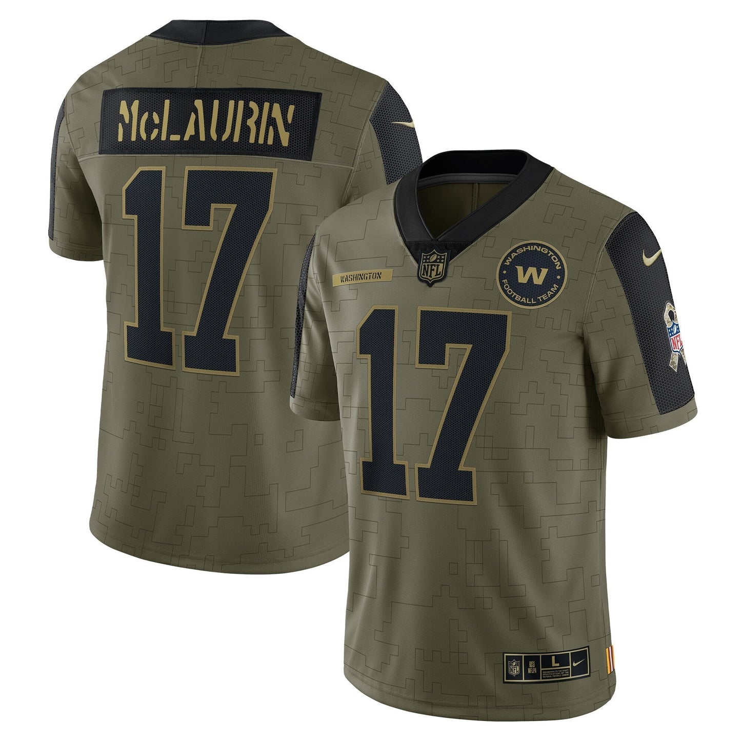 Terry McLaurin Washington Football Team Salute To Service Limited Jersey - Olive football jersey product view 1