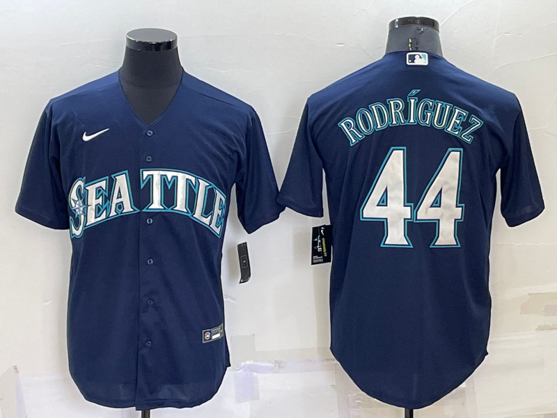 Men's Seattle Mariners Julio Rodriguez Navy Replica Baseball Jersey baseball jersey product view 1
