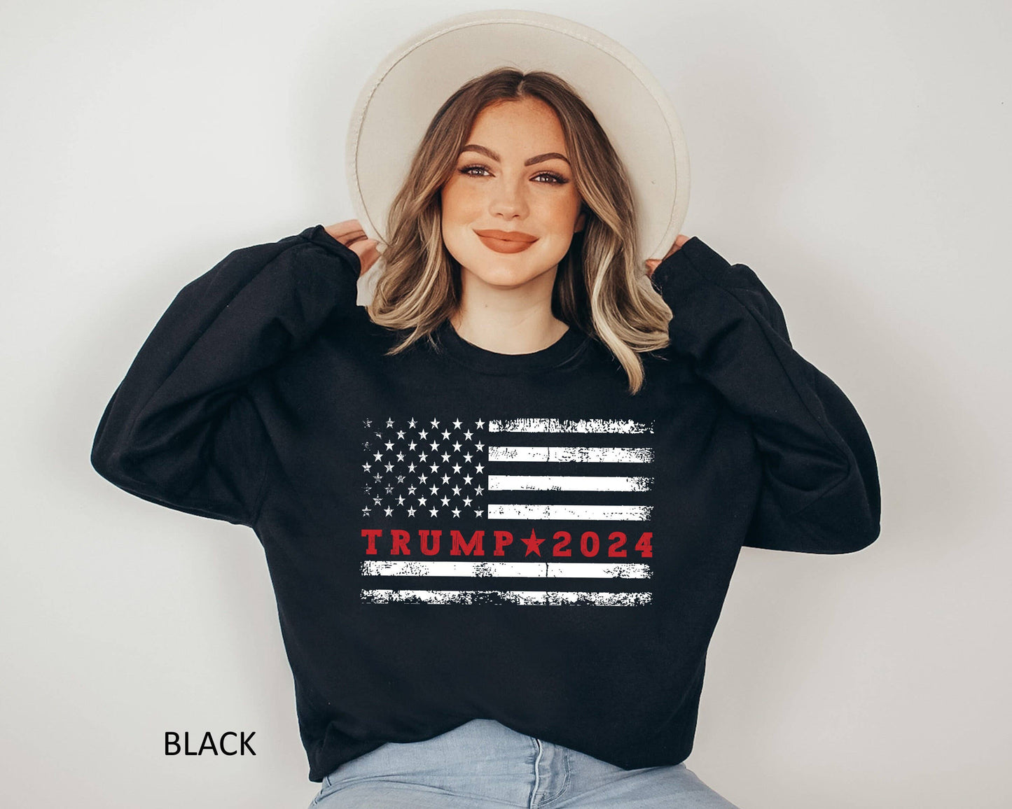 Trump 2024 American Flag Pro-Trump Election Sweatshirt Unisex T-shirt, Sweatshirt, Hoodie, Long Sleeve Tee - T-Shirt, Sweatshirt, Hoodie