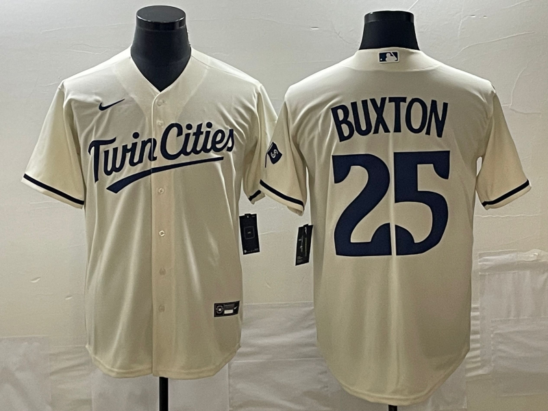 Men's Minnesota Twins Byron Buxton #25 Beige Alternate Replica Player Jersey1 baseball jersey product view 1