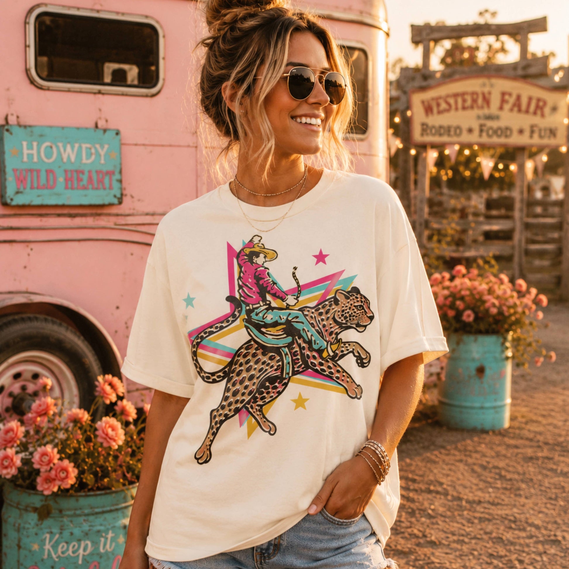 Leopard Cowboy Western Graphic Shirt | Comfort Color Unisex T-shirt, Sweatshirt, Hoodie, Long Sleeve Tee - T-Shirt, Sweatshirt, Hoodie