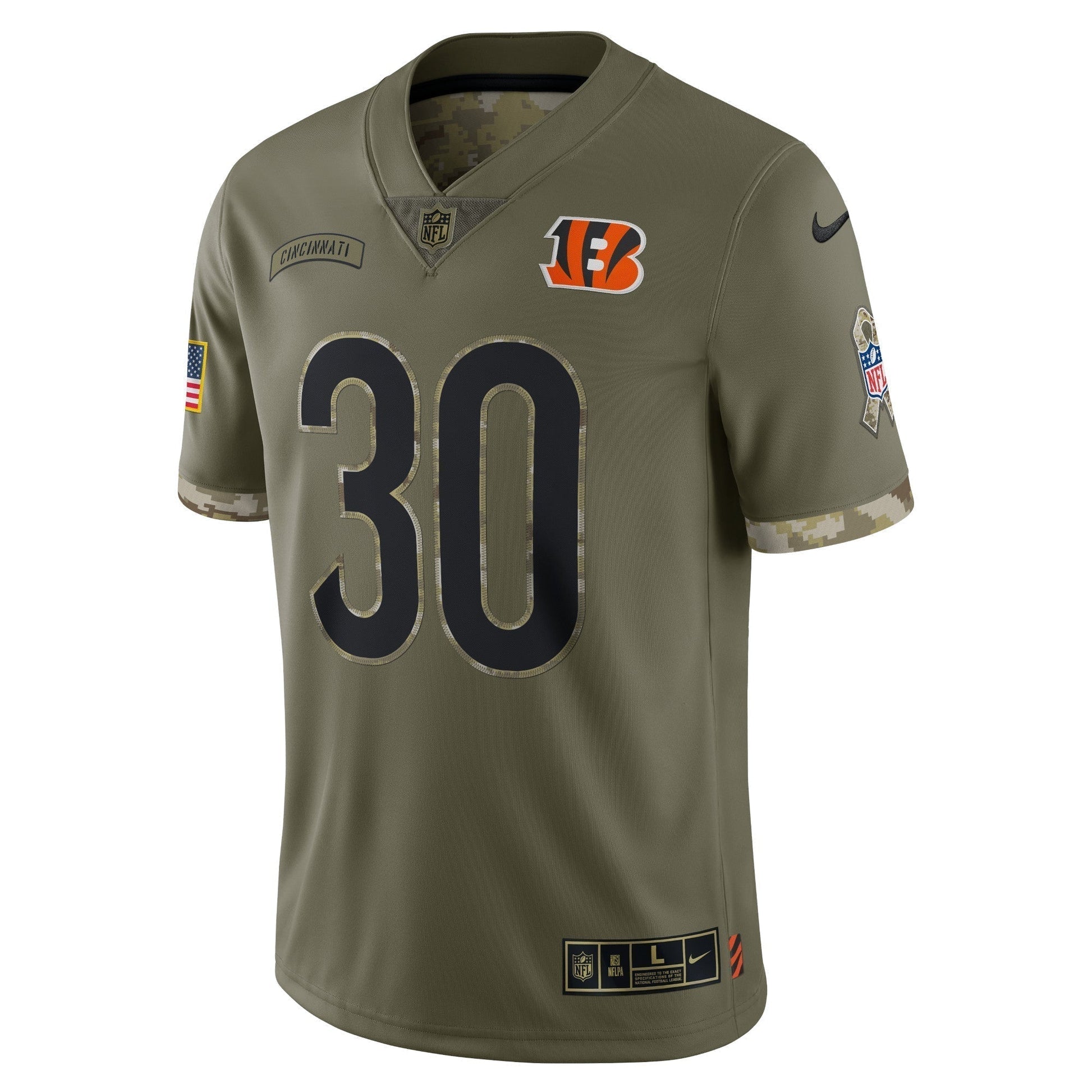 Jessie Bates III Cincinnati Bengals Salute To Service Limited Jersey - Olive football jersey product view 2