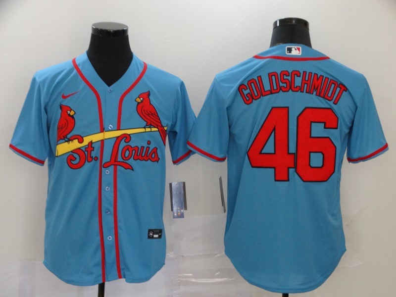 Men's St. Louis Cardinals Paul Goldschmidt #46 Blue Replica Baseball Jersey baseball jersey product view 1
