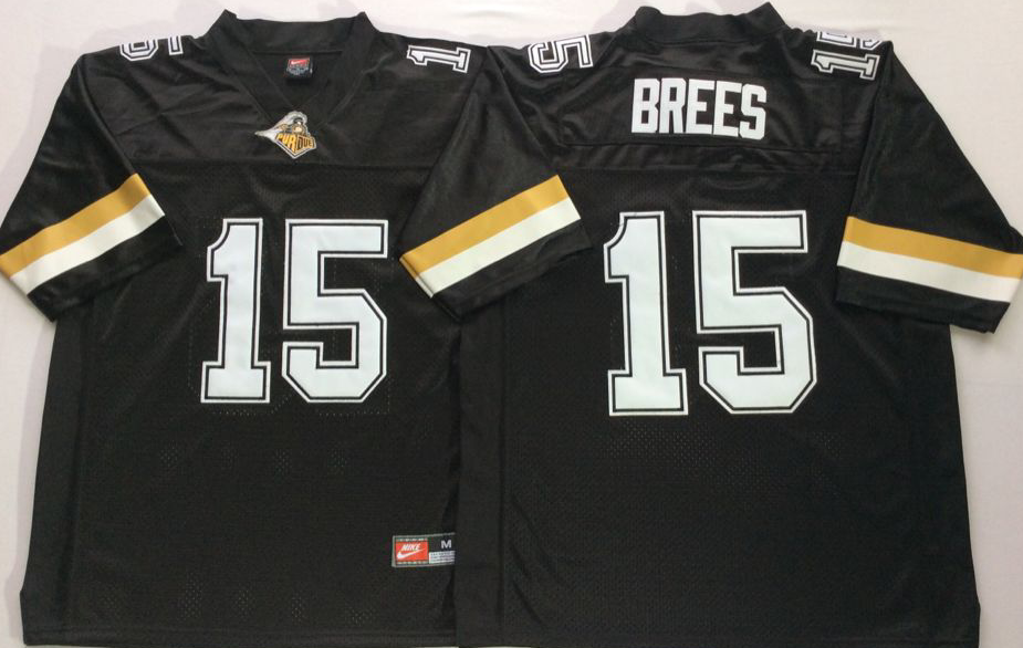 Men's Purdue Boilermakers Drew Brees #15 Black Player Jersey sports jersey product view 1