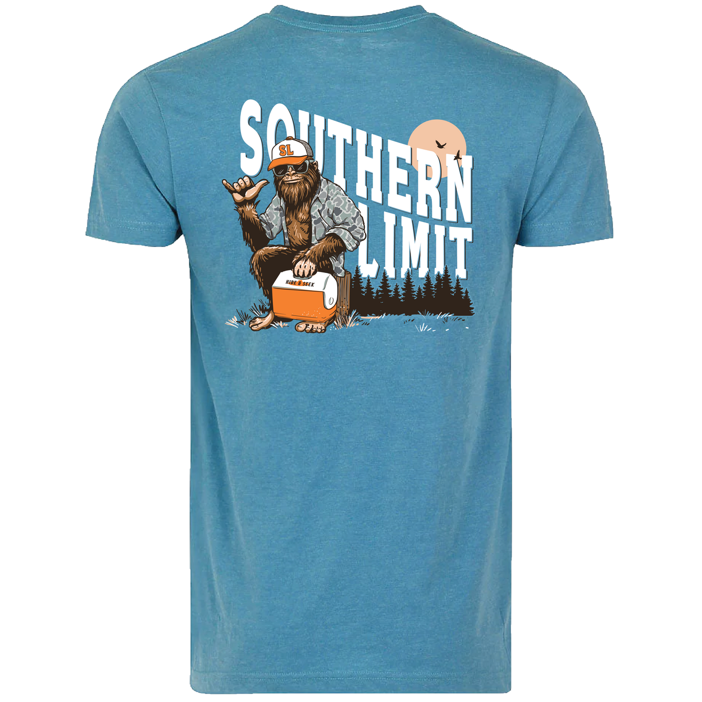 SL-134 Bigfoot Wearing Shirt - Lagoon Heather Unisex T-shirt, Sweatshirt, Hoodie, Long Sleeve Tee - T-Shirt, Sweatshirt, Hoodie