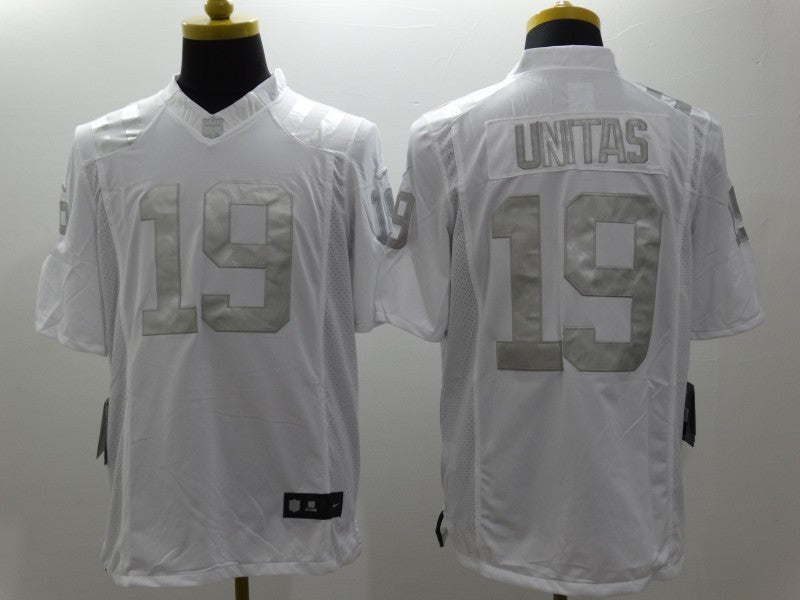 Men's Indianapolis Colts Johnny Unitas #19 White Game Jersey1 football jersey product view 1