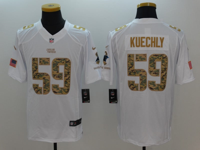 Men's Carolina Panthers Luke Kuechly #59 White Game Player Jersey1 football jersey product view 1