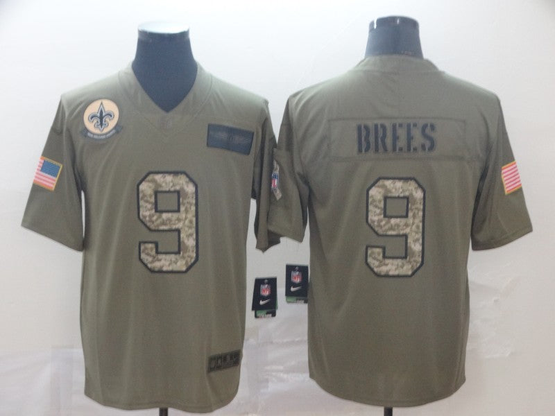 Men's New Orleans Saints Drew Brees #9 Brown Player Game Jersey1 football jersey product view 1