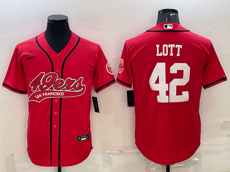 Men's San Francisco 49ers Ronnie Lott Red Game Jersey Joint Edition football jersey product view 1