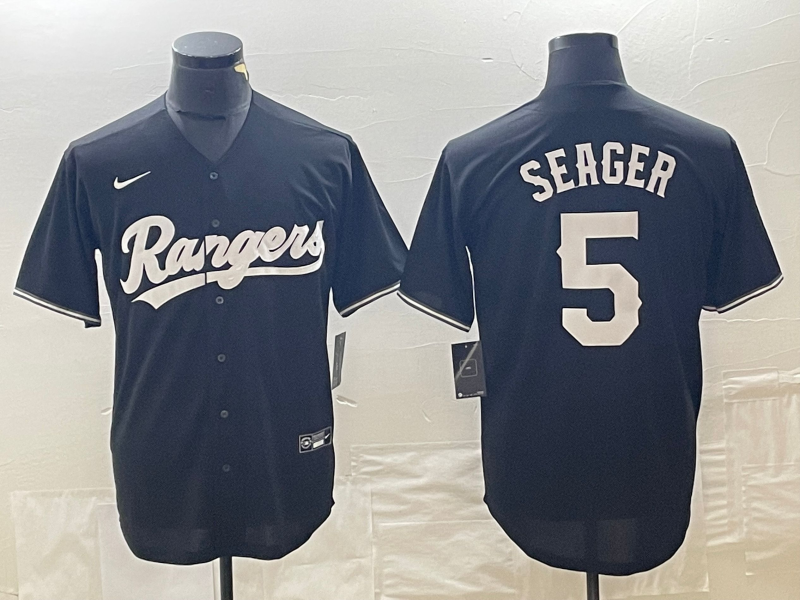 Men's Texas Rangers Corey Seager #5 Black Replica Player Jersey baseball jersey product view 1