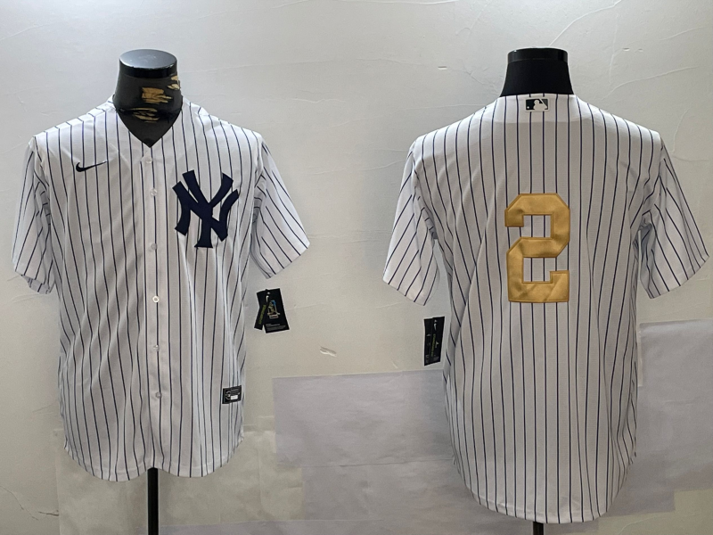 Men's New York Yankees Derek Jeter #2 White Game Team Jersey baseball jersey product view 1