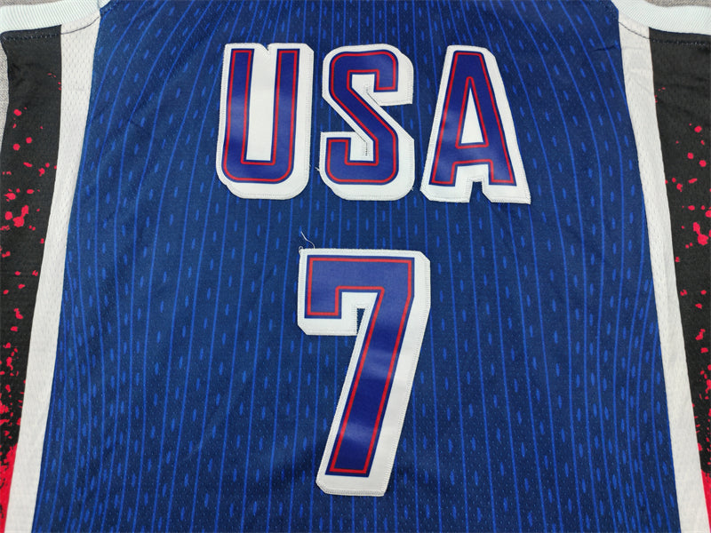 Men's 2024 USA Dream Team Kevin Durant #7 Navy Authentic Player Jersey basketball jersey product view 3