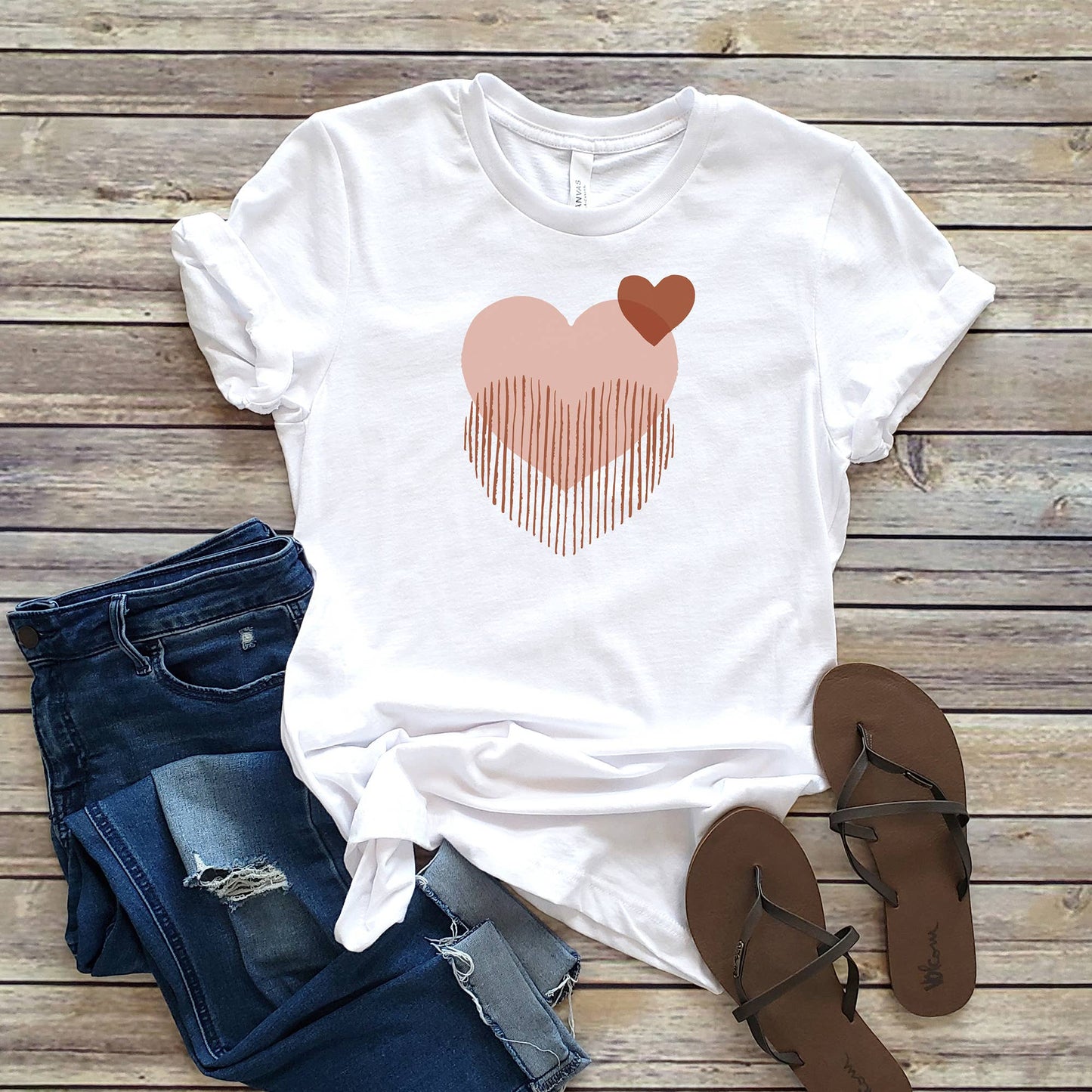 Boho Double Heart Tee | Sizes XS-2XL Unisex T-shirt, Sweatshirt, Hoodie, Long Sleeve Tee - T-Shirt, Sweatshirt, Hoodie