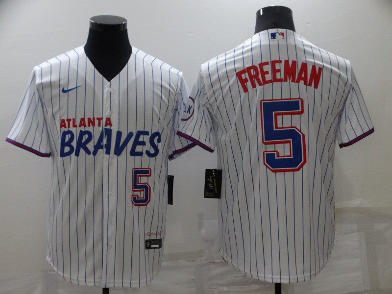 Men's Atlanta Braves Freedie Freeman White Replica Jersey City Edition baseball jersey product view 1