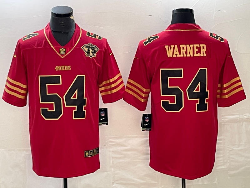 Men's San Francisco 49ers Fred Warner Scarlet Player Game Jersey football jersey product view 1