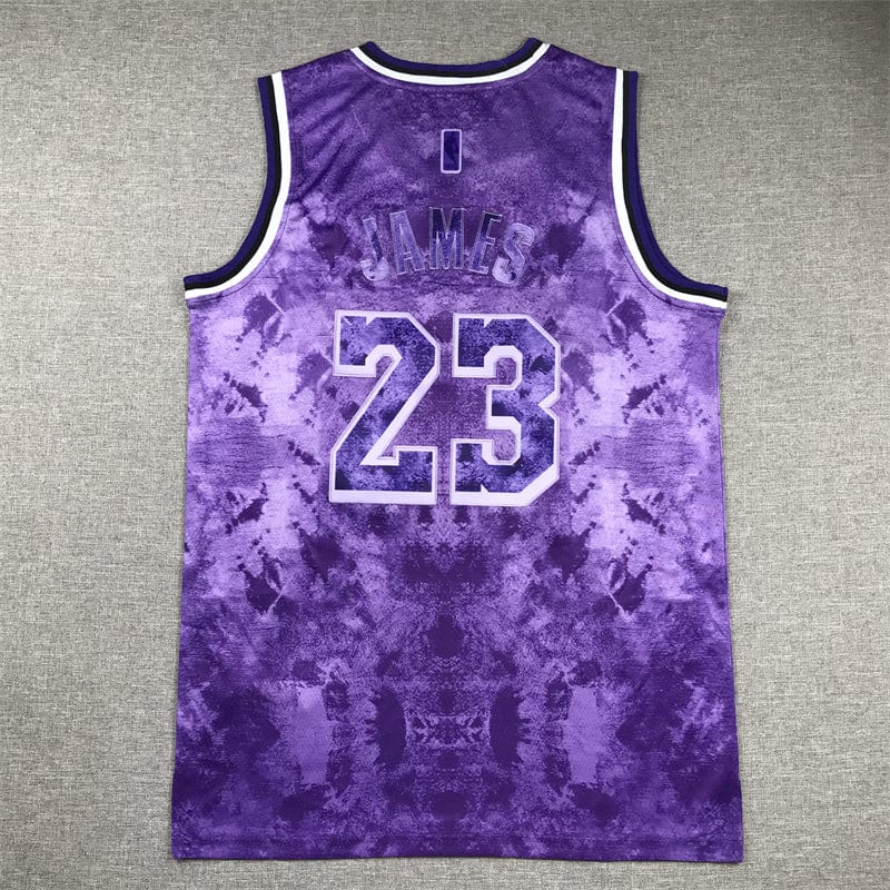Lebron James LA Lakers Purple Jersey #23 basketball jersey product view 2