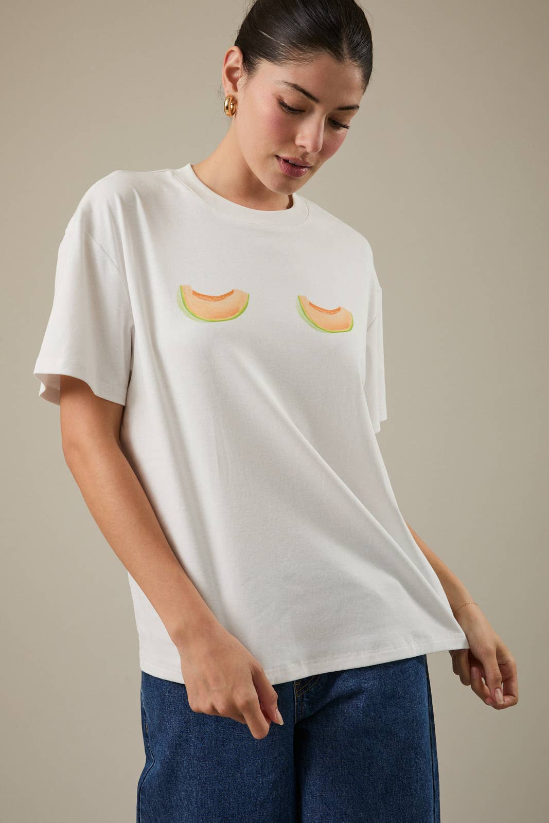 Round Neck "Melon" Graphic Print T-Shirt Unisex T-shirt, Sweatshirt, Hoodie, Long Sleeve Tee - T-Shirt, Sweatshirt, Hoodie