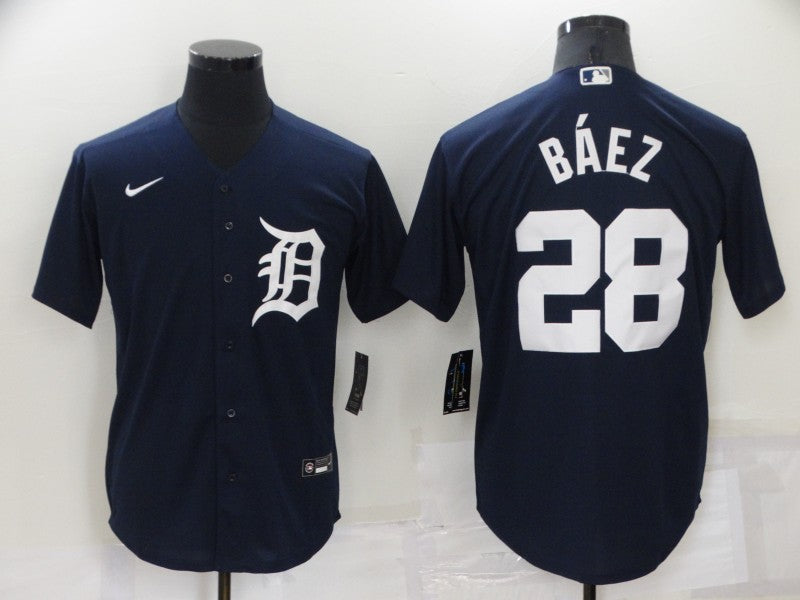 Men's Detroit Tigers Javier Baez Navy Replica Baseball Jersey baseball jersey product view 1