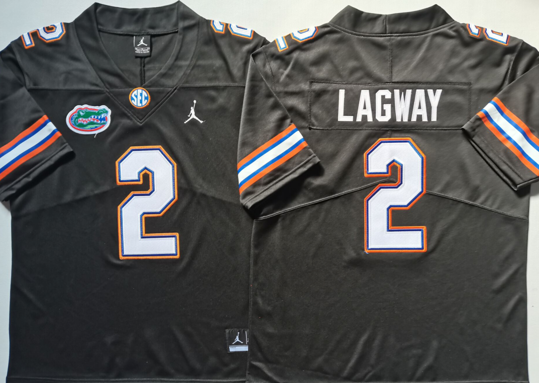 Men's Florida Gators DJ Lagway #2 Black Player Jersey sports jersey product view 1