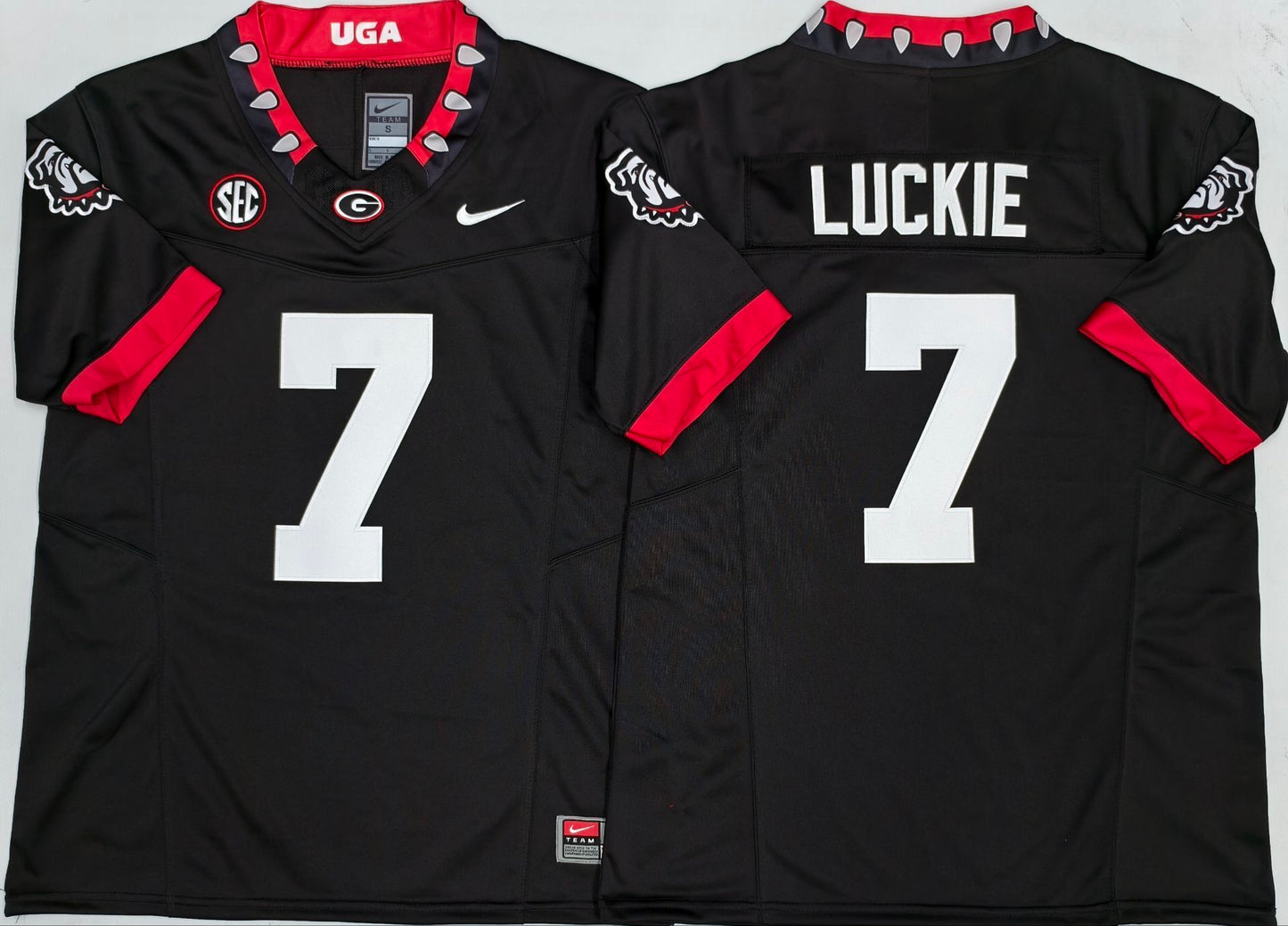 Men's Georgia Bulldogs Lawson Luckie #7 Black Player Game Jersey sports jersey product view 1