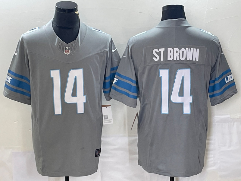 Men's Detroit Lions Amon-Ra St. Brown Gray Game Jersey football jersey product view 1