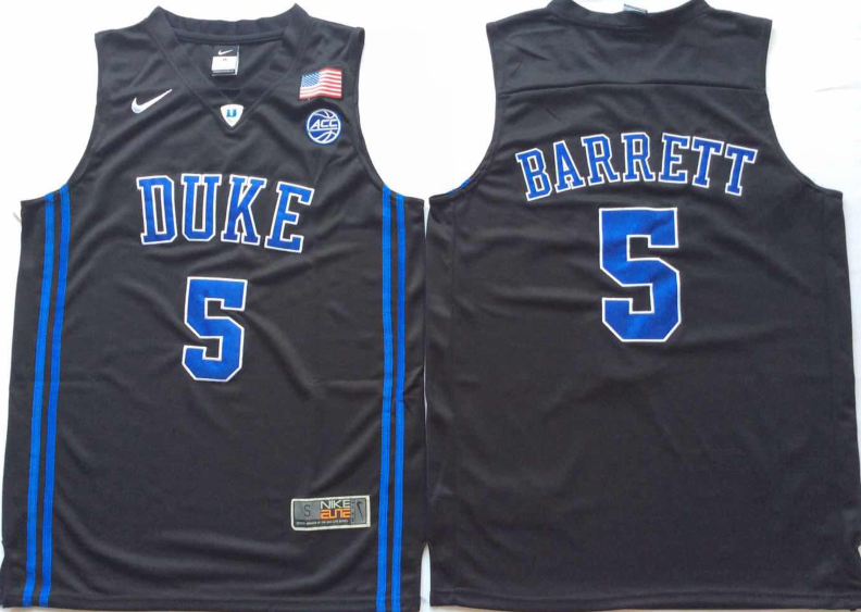 Men's Duke Blue Devils RJ Barrett #5 Black Player Jersey sports jersey product view 1