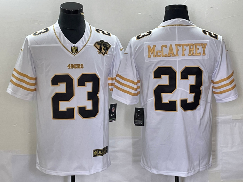 Men's San Francisco 49ers Christian McCaffrey White Player Jersey football jersey product view 1