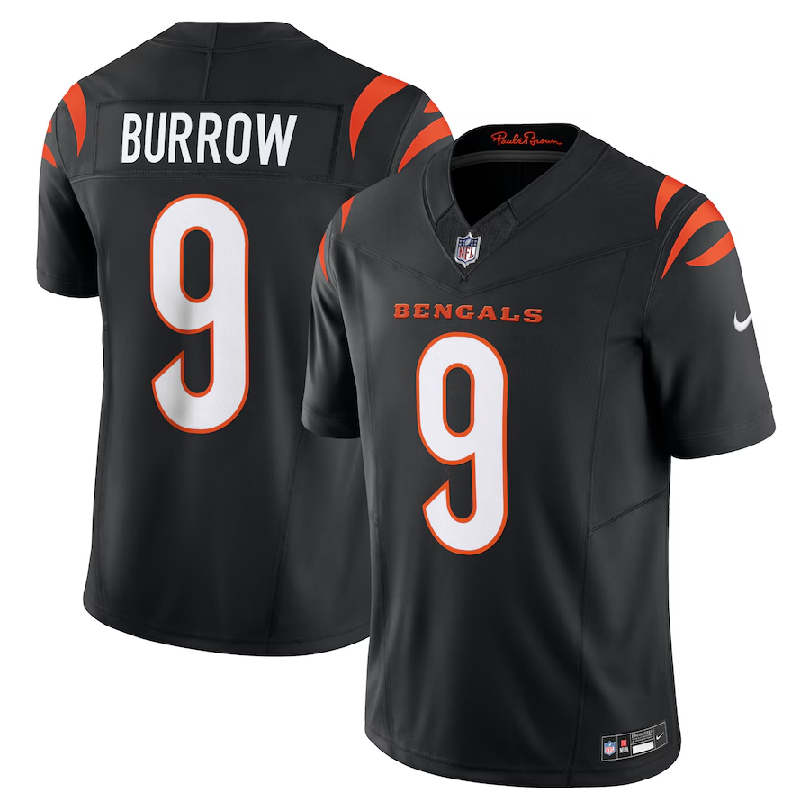 Cincinnati Bengals 9# Joe Burrow Vapor F.U.S.E. Limited Jersey football jersey product view 1